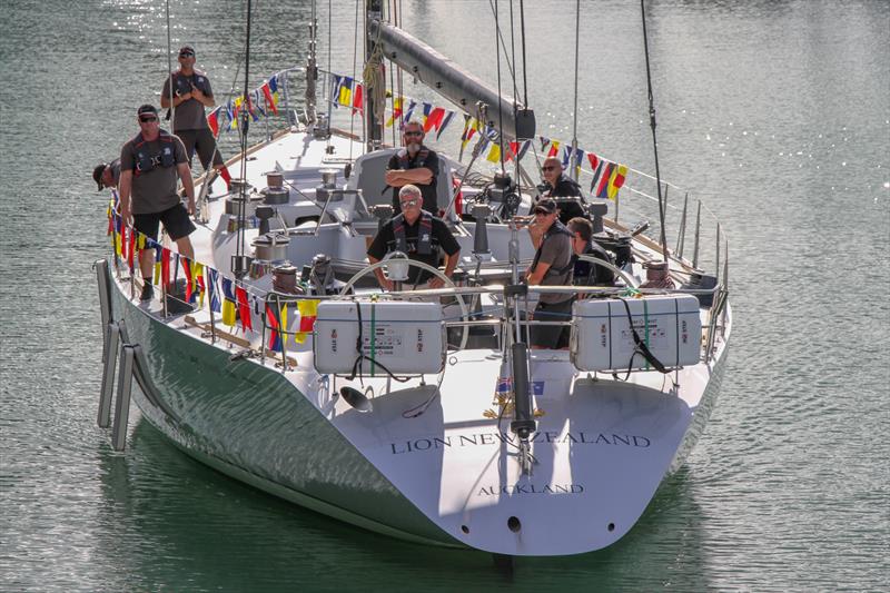 Lion New Zealand reverses into her berth - Viaduct Harbour  - March 11, 2019 - photo © Richard Gladwell