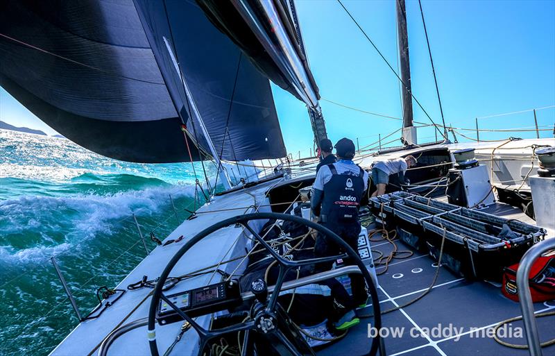 On board Andoo Comanche, Hamilton Island Race Week, August 2022 photo copyright Crosbie Lorimer/Bow Caddy Media taken at Hamilton Island Yacht Club and featuring the Maxi class