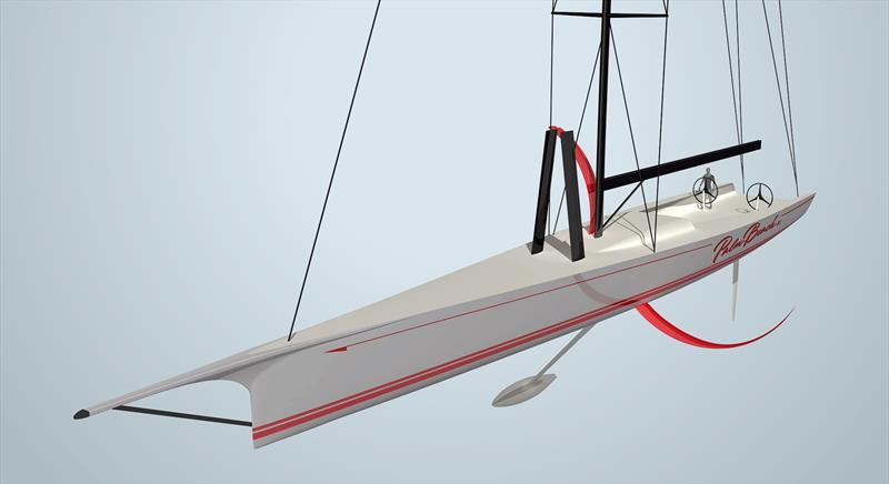 Palm Beach XI - Hull Render C-Foil port side deployed and starboard side retracted - photo © Palm Beach Motor Yachts