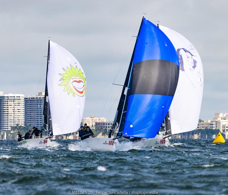 Melges 20 racecourse action on the waters off of Miami photo copyright UP TOP Media/ Felipe Juncadella taken at New York Yacht Club and featuring the Melges 20 class