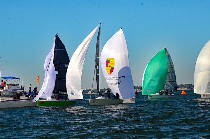 Zane Yoder (009) nips Josh Deupree (030) at the finish Day 1 Melges 24 2019 Bushwhacker Cup and Atlantic and Gulf Coast Championship at Pensacola Yacht Club photo copyright Talbot Wilson taken at Pensacola Yacht Club and featuring the Melges 24 class