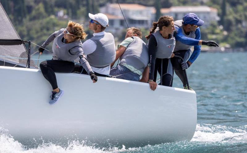 Melges 24 team Strambapapa ITA689 - Michele Paoletti, Giovanna Micol, Davide Bivi, Giulia Pignolo and Alexander Harej - Melges 24 European Sailing Series, Fraglia Vela Riva July 2023 - photo © IM24CA / Zerogradinord