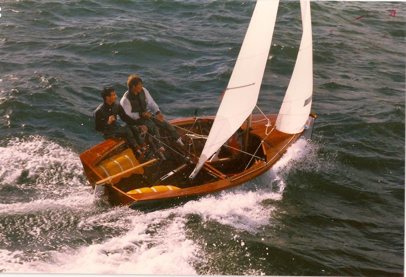 Animal' Richard on the helm, Jon crewing, in the crews race at the Championships. They won it – of course! - photo © Jon Turner