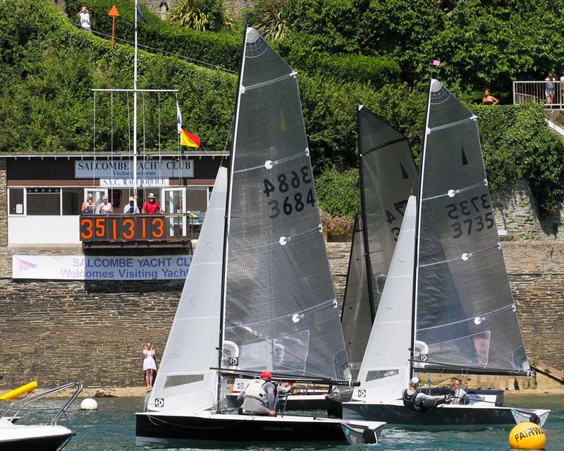 Sharps Doom Bar Salcombe Merlin Week day 5 (morning race) - first four boats finishing very close - photo © John Murrell / www.moor2seaeventphotography.co.uk