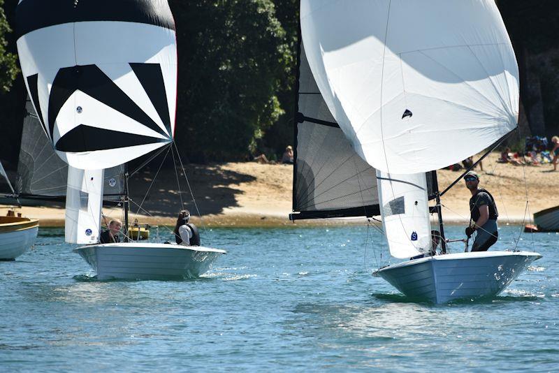 Caroline Croft and Faye Chatterton hunt down Christian Birrell and Luke Patience photo copyright David Henshall taken at Salcombe Yacht Club and featuring the Merlin Rocket class