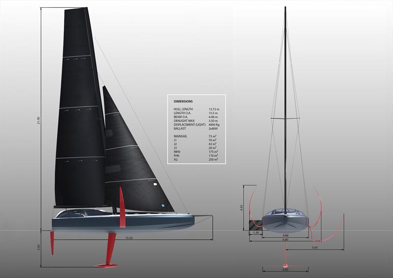 Dimensions of the METIS 45 full-foiling yacht designed for offshore double-handed and crewed racing - photo © Sangiorgio Marine