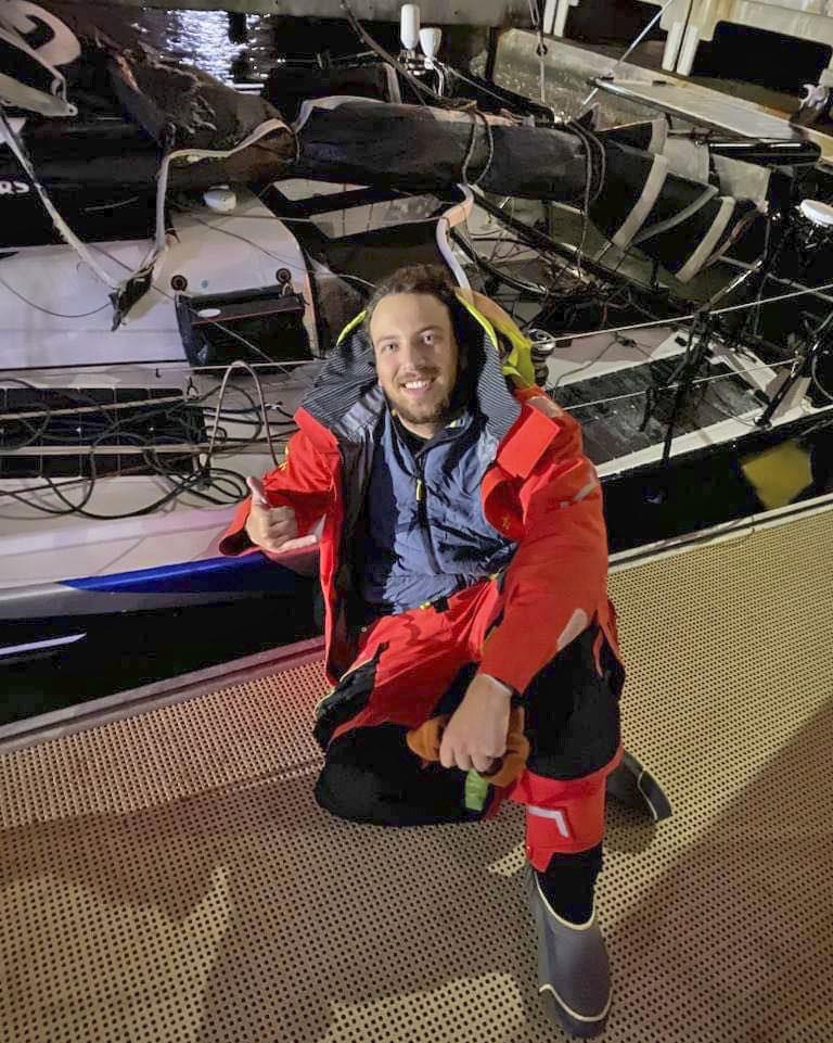 Xavier Doerr is retrieved by the Fremantle Sailing Club and then returned ashore photo copyright The Little Aussie Lap taken at Fremantle Sailing Club and featuring the Mini Transat class