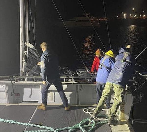 Xavier Doerr is retrieved by the Fremantle Sailing Club and then returned ashore - photo © The Little Aussie Lap