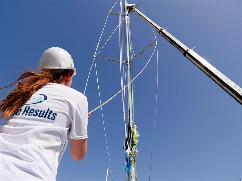 Maiden's new Selden mast is stepped following her restoration in Hamble photo copyright Kaia Bint Savage taken at 