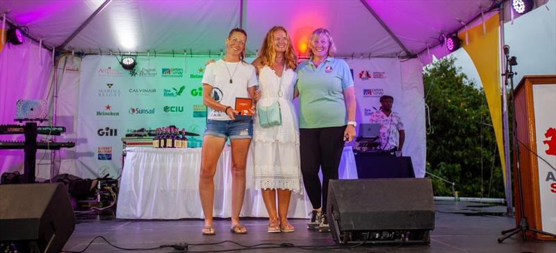 Katy Campbell receives the ASW Inspirational Woman Award and a Locman watch Marina & Resort Ltd. L to R: Katy Campbell, Camilla Holme - Locman Italy, Alison Sly-Adams - ASW  - Antigua Sailing Week - photo © Paul Wyeth / pwpictures.com