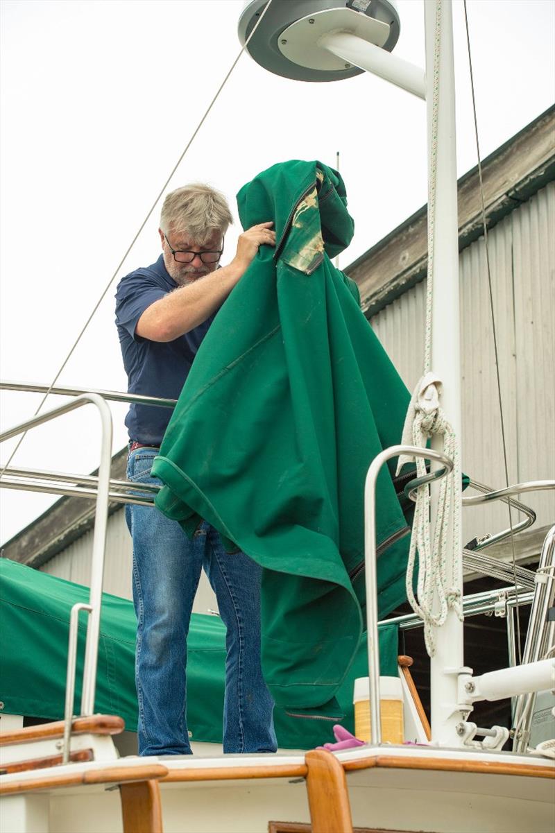 Removing windage such as canvas enclosures, bimini tops and sails can help your boat survive a hurricane photo copyright Scott Croft taken at 