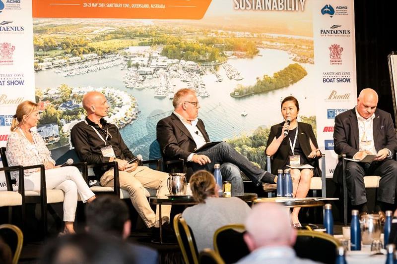 Asia Panel (from the left) Zara Tremlett, Superyacht Services Guide (SE Asia   Australasia); Andy Shorten, MD, TLC (Indonesia), Martin Redmayne (emcee) Chair & Editor-inChief, TSG; Carmen Lau-Stratton, MD, Campers & Nicholsons; Peter Mahony, GM, Benetti - photo © AIMEX