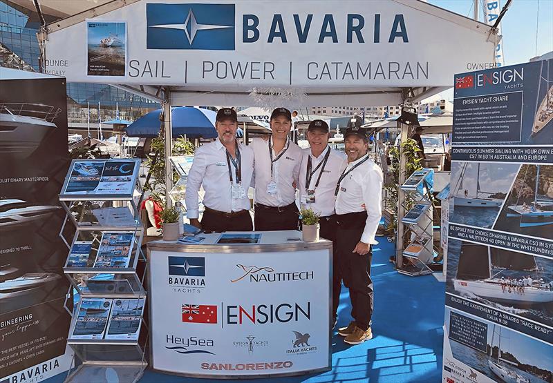 Sydney International Boat Show - Andy Howden Joint MD Ensign Yacht Group, Marian Scheer Sales Manager Bavaria, Michael Müller CEO Bavaria, and Sean Rush Joint MD Ensign Yacht Group.   - photo © Ensign Yacht Group