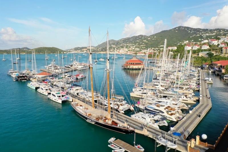Seventy-four crewed charter yachts dock at IGY's Yacht Haven Grande for the 2019 USVI Charter Yacht Show photo copyright Phil Blake taken at 