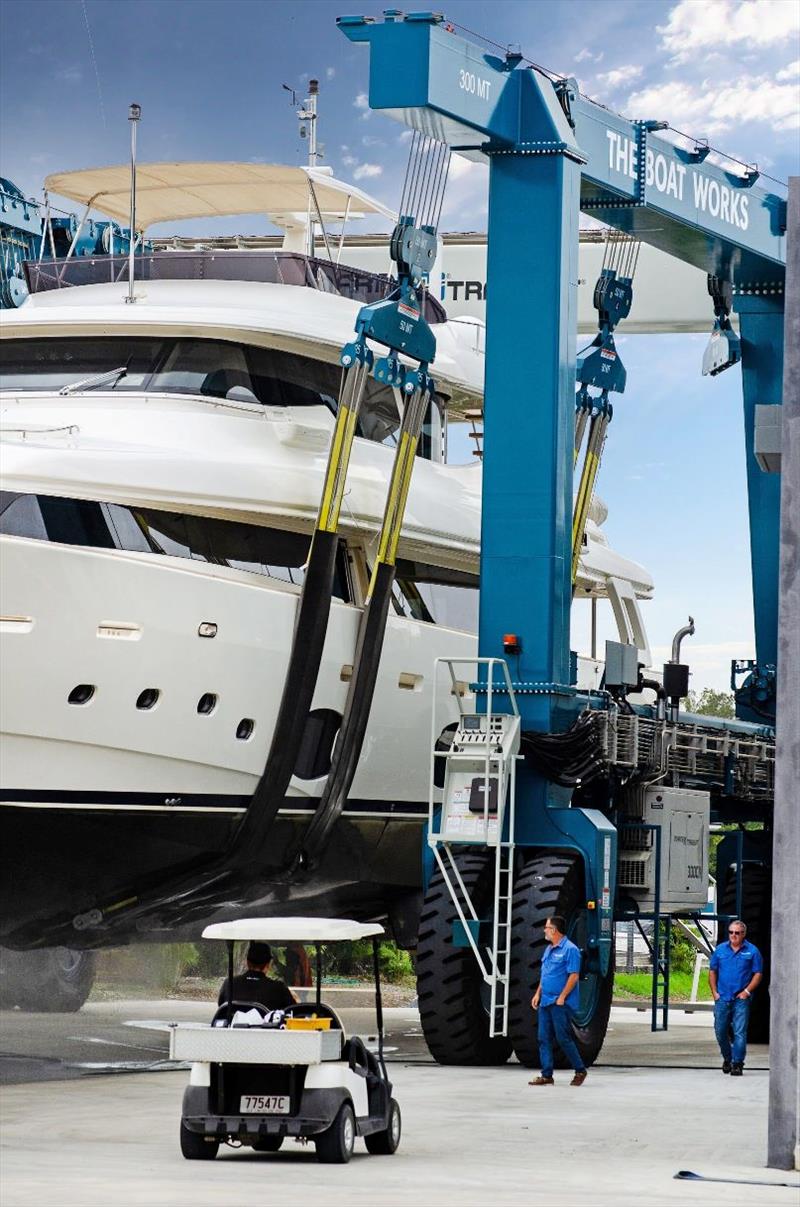 32m Ferretti 300 tonne lift photo copyright The Boat Works taken at 