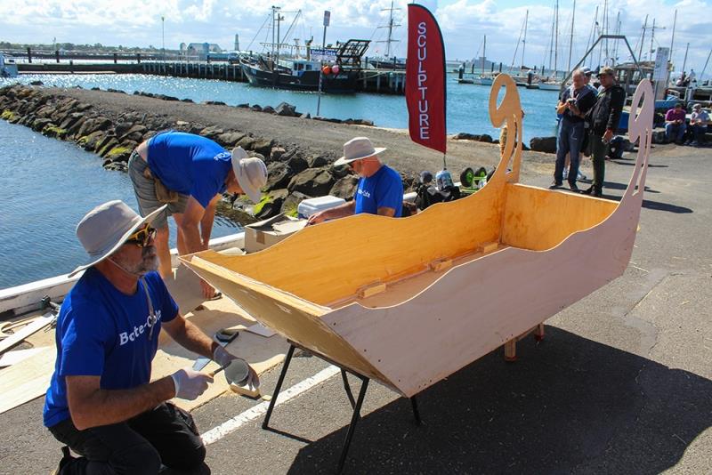 Geelong Sculptors with their artistic boat design. - photo © Sarah Pettiford