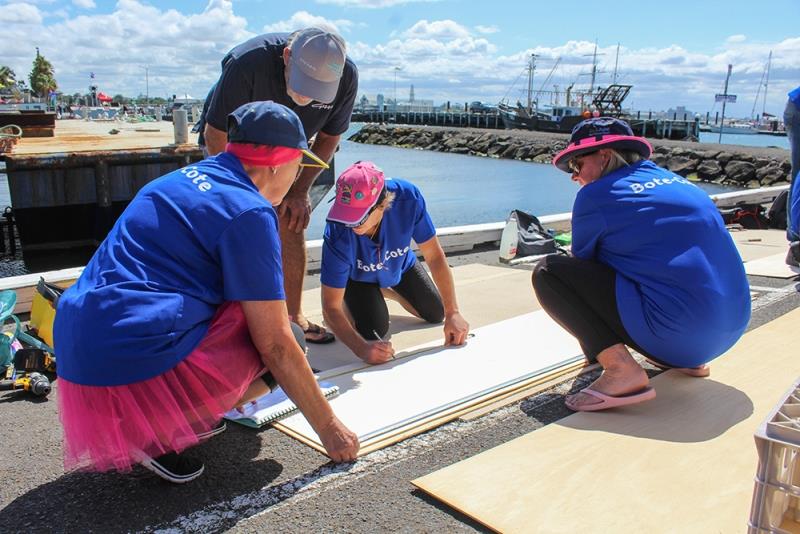 The Dragons Abreast Geelong's Juggernauts drawing up their design photo copyright Sarah Pettiford taken at Royal Geelong Yacht Club