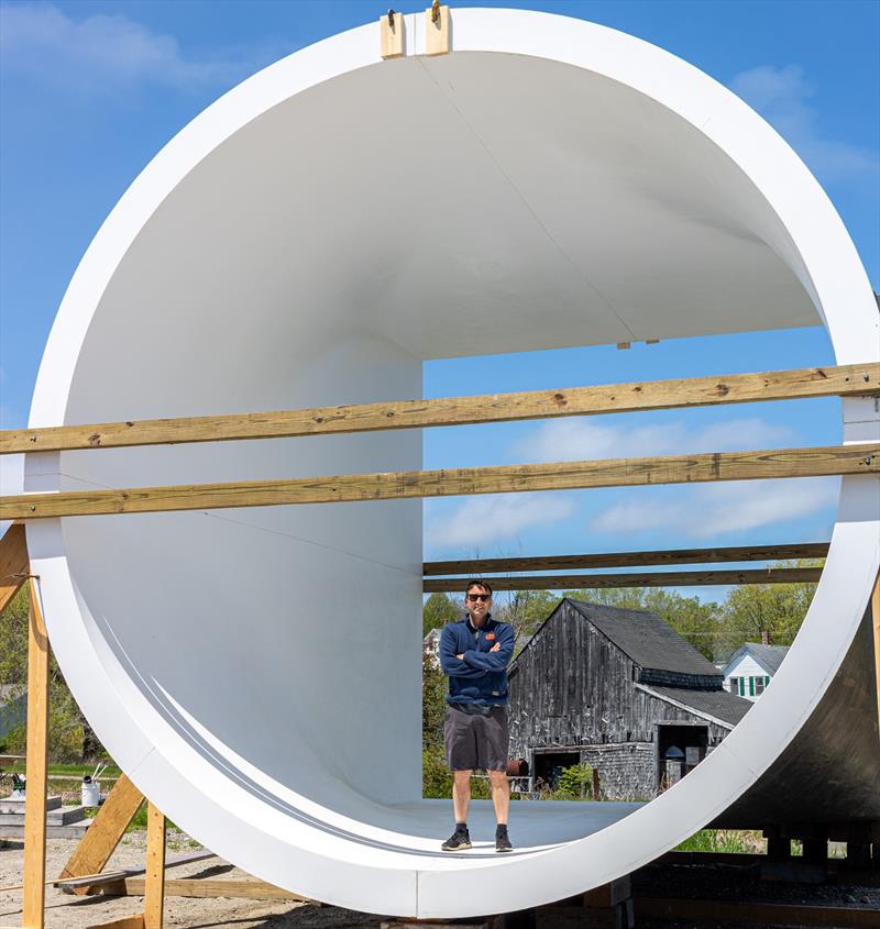 Drew Lyman, President of Lyman-Morse Stands in the 16'x30' Wind Tunnel photo copyright Marnie Read taken at 