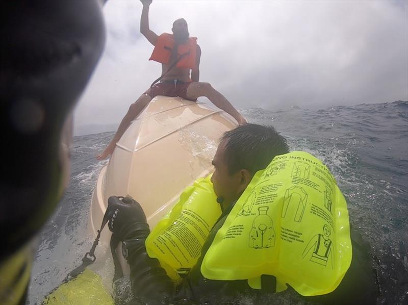 GoPro footage of the fishermen awaiting rescue - photo © Saltwater Stone