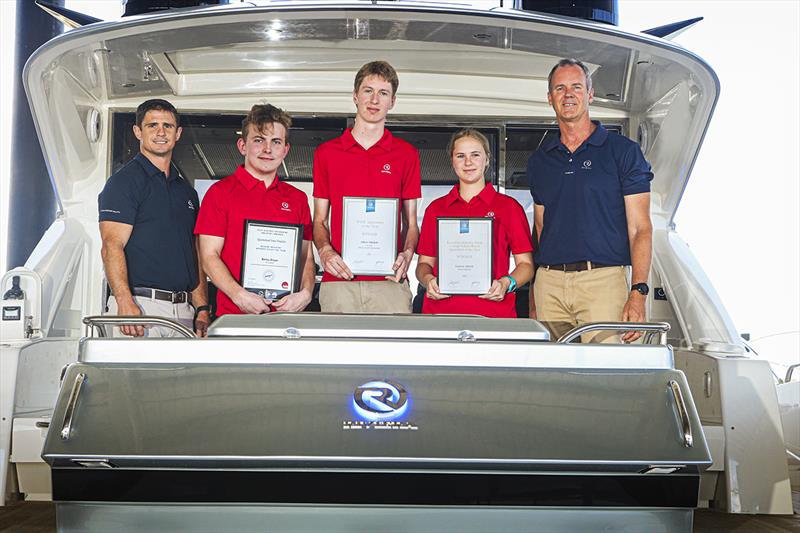 Riviera's Apprentice of the Year winners (from left at front) Joel Neucom, Jake Smith, Joe Moxey, Zac Tagget and Miguel Drescher-Paler are presented their awards by Rodney Longhurst (back left) and Adam Houlahan (back right) photo copyright Richard Gosling taken at 