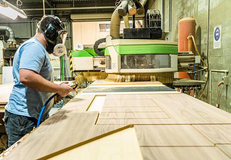 Digital veneer cutting ensures that each component is perfectly crafted for the fine interior cabinetry found in Riviera motor yachts - photo © Riviera Australia