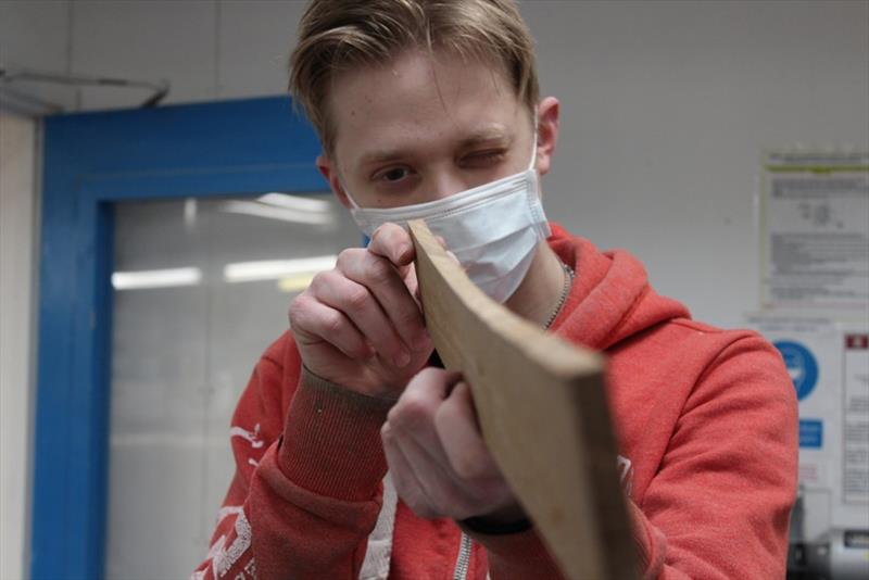 Scott Edwards, a second year Joinery Apprentice, at Oyster Yachts in Wroxham - photo © Oyster Yachts