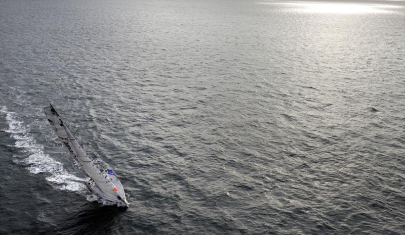 Italian skipper Marco Nannini sails on his 'Unicredit' monohull on October 21, 2010, off the coast of Saint Malo, western France in preparation for the 9th Route du Rhum sailing race to start on October 31, 2010. - photo © Damien Meyer