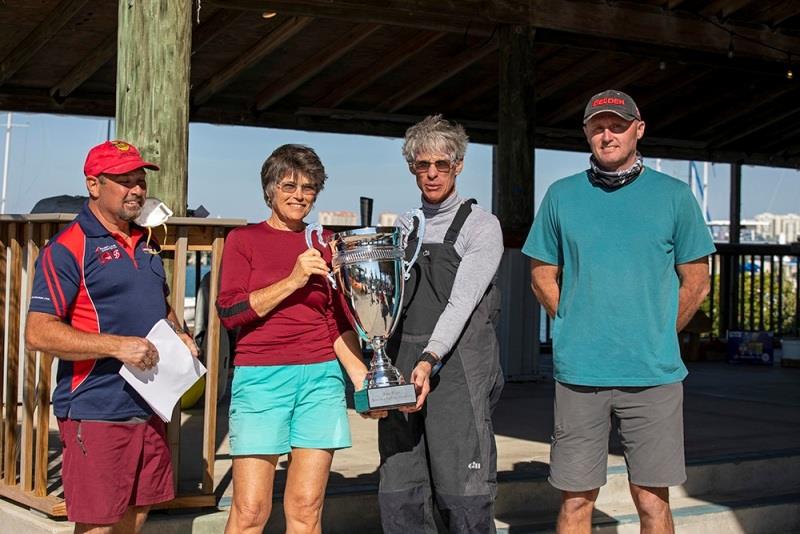 The overall Corsair Nationals trophy went to Kathyrn Garlick on C 28r Evolution who sailed most of the last day with a torn main photo copyright Corsair Marine taken at Sarasota Sailing Squadron