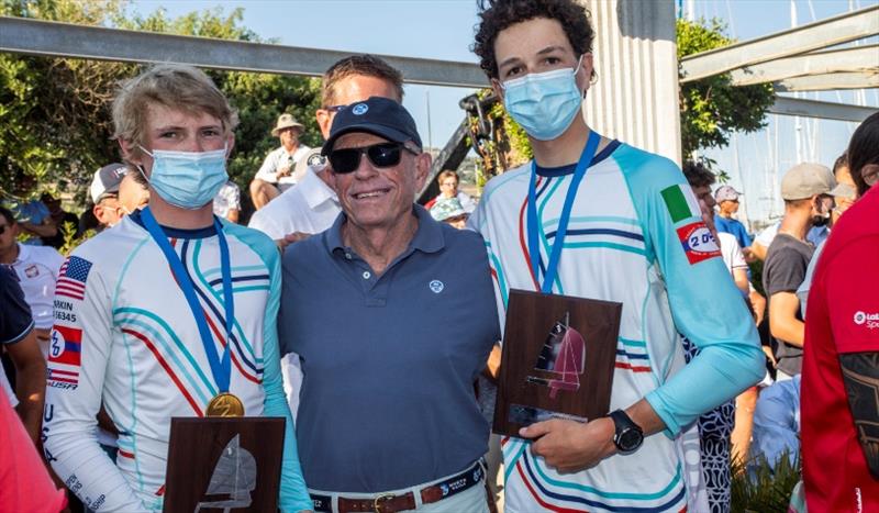 North Technology Group CEO Tom Whidden, with this grandson, Thomas Whidden, and Freddie Parkin. Whidden/Parkin are the 420 U17 World Champions photo copyright Andrea Lelli taken at 