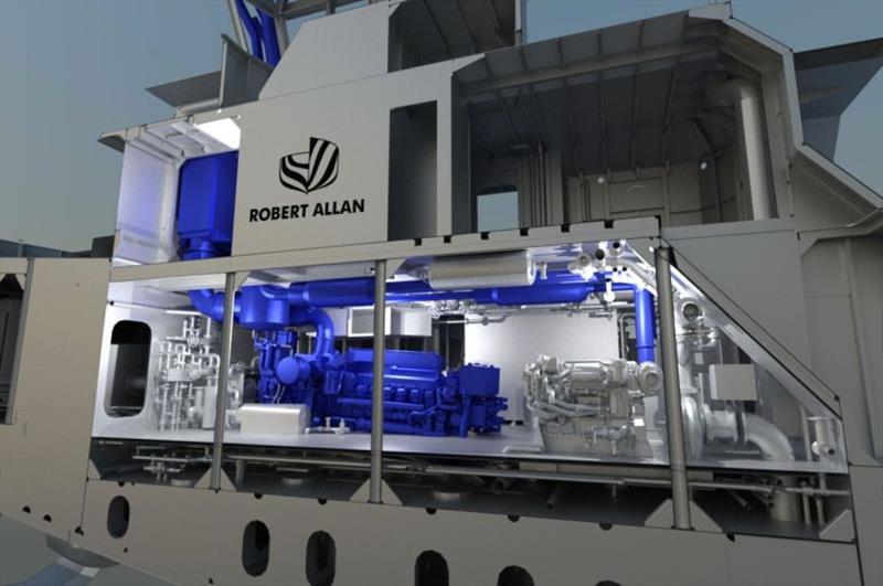 A 3D production model of a Robert Allan Ltd. tug, showcasing a Cat® 3516E Tier 4 marine engine with SCR installation photo copyright Robert Allan Ltd taken at 