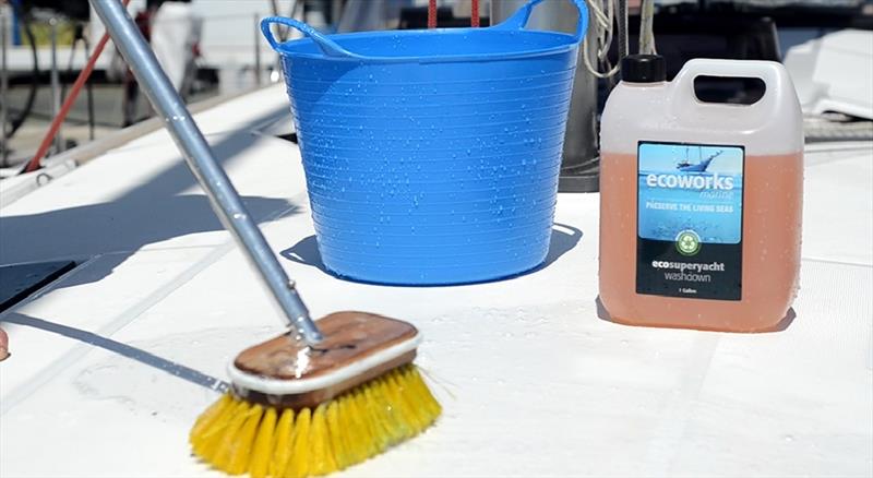 Deck cleaning, superyacht washdown - photo © Ecoworks Marine