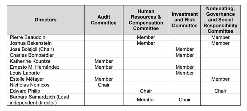 Composition of the board committees - photo © BRP