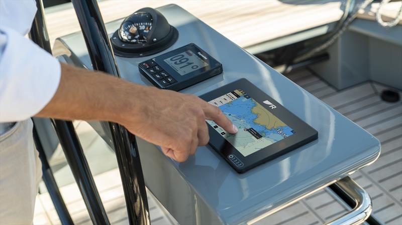 Axiom  7 installed on sailing yacht helm alongside the p70R autopilot - photo © Raymarine