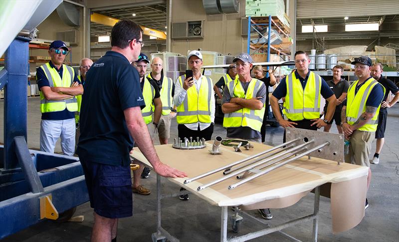 Delegates learn how Riviera's strong and safe fuel tanks are engineered and constructed photo copyright Riviera Australia taken at 