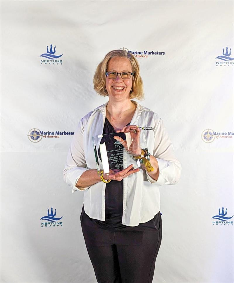 Sea Tow Foundation Executive Director Gail R. Kulp accepts the 2023 Neptune Award for Best Grassroot Event Marketing Campaign photo copyright Sea Tow Foundation taken at 
