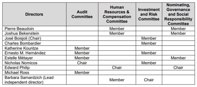 The composition of the Board committees photo copyright BRP taken at 