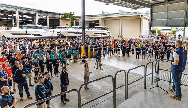 The 900-strong team at Riviera has celebrated outstanding teamwork at the recent Sanctuary Cove International Boat Show with a special luncheon at the company's Gold Coast facility - photo © Riviera Australia