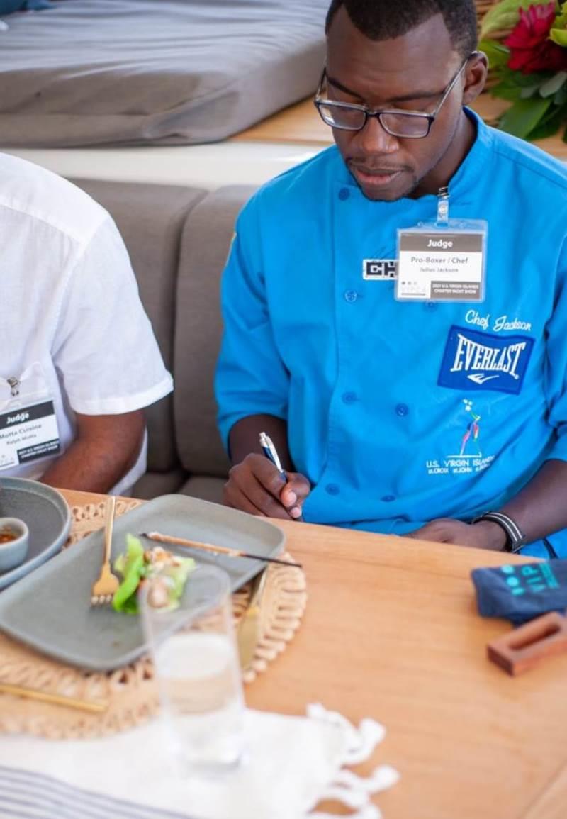 Julius ‘The Chef' Jackson judging at the USVI Charter Yacht Show's Culinary Competition photo copyright VIPCA taken at 