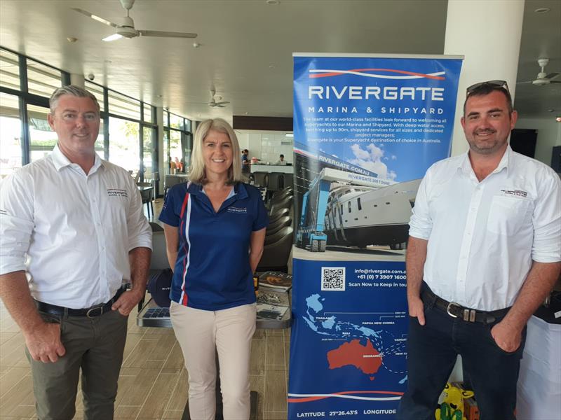Rivergate representatives Andrew Cannon, Sarah Toward and Angus Paterson prior to the Rivergate Marina & Shipyard's VIP Captain's Lunch - photo © AIMEX