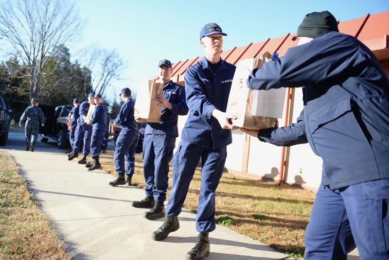 Personnel of Coast Guard Station St. Inigoes unload donated goods collected by the Pax River Chief Petty Officer Association on January 30, 2019 - photo © Chief Petty Officer Patrick Gordon