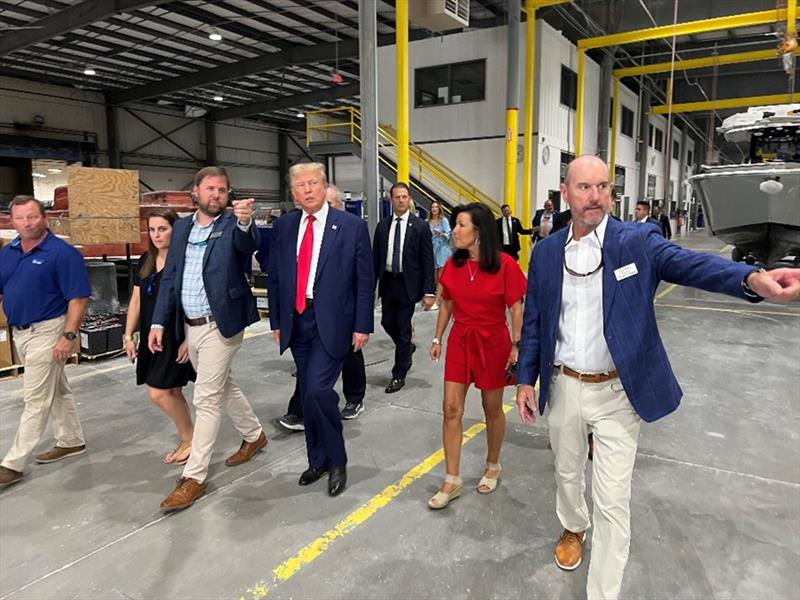 Former President Donald Trump tours sportsman boats, meets with South Carolina Boating and Fishing Alliance photo copyright National Marine Manufacturers Association taken at 