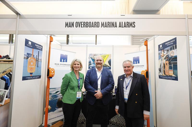 Suzanne Davies (MIA CEO), Paul Williams (Man Overboard Marina Alarms), Andrew Chapman CMM (MIA President) photo copyright Marina Industries Association taken at 