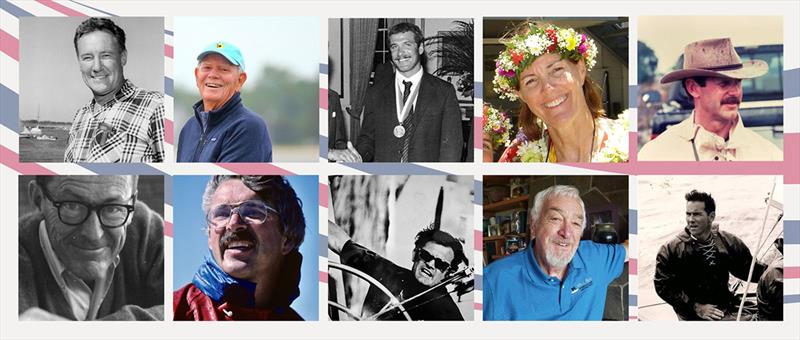 Class of 2023 NSHOF Inductees: From top left (moving left to right descending): Skip Etchells, Tim Hogan, Peter Holmberg, Sally Honey, John Kolius, Bill Lapworth, John Knox Marshall, Charley Morgan, Bob Perry and Dick Stearns - photo © Erika Holshoe