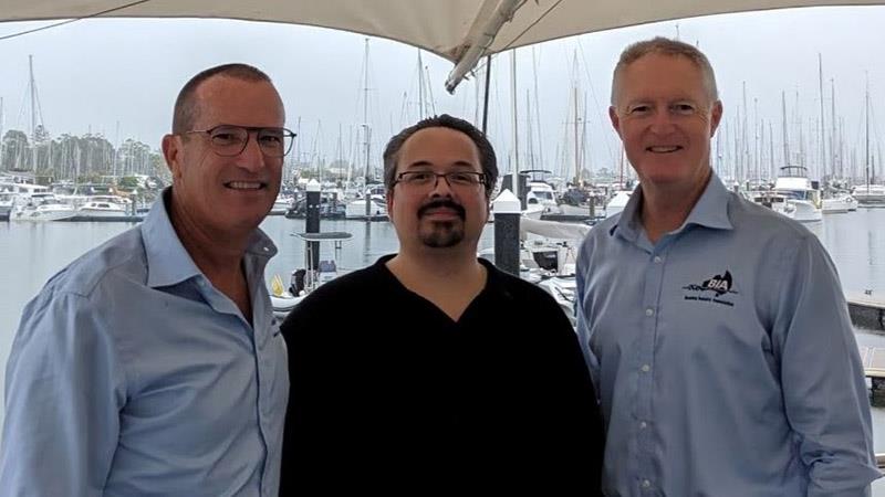 From left are BIA Business Development Manager Andrew Fielding, AIMS CEO Eric Perez and BIA CEO Andrew Scott at Royal Queensland Yacht Squadron photo copyright Boating Industry Association taken at 