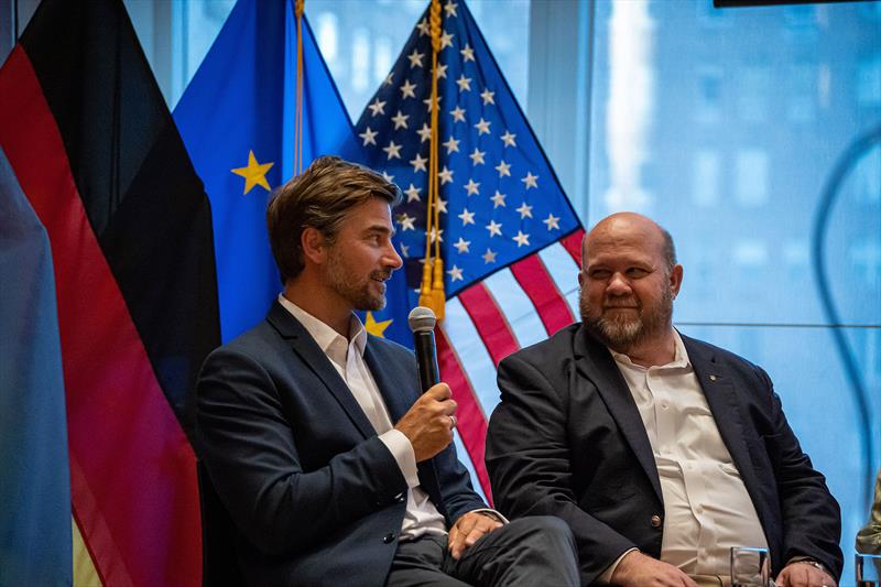 Boris Herrmann and Bud Darr during the panel debate in New York - Preserving Our High Seas - photo © Marie Lefloch / Team Malizia