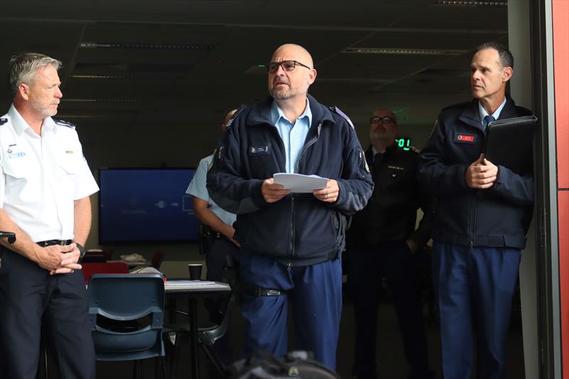 NSW Water Police Sergeant Jon Clarke delivers the on-water scenario - photo © Marine Rescue NSW