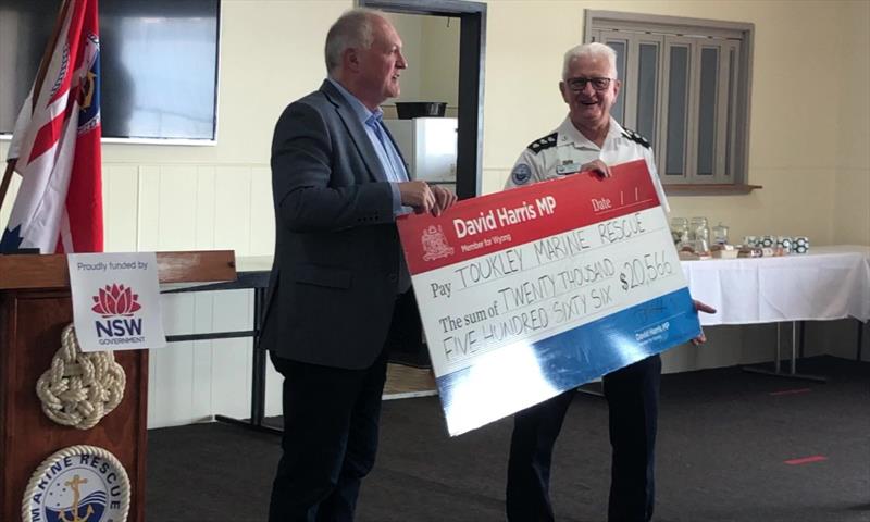 Minister Harris and Marine Rescue Tuggerah Lakes Unit Commander Bob Sutton - photo © Marine Rescue NSW