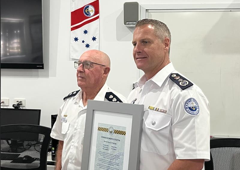 L to R - Marine Rescue Trial Bay Unit Commander Ian Turner and Commissioner Alex Barrell - photo © Marine Rescue NSW