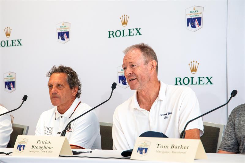 Patrick Broughton speaking about navigating on Love & War. (Juan Vila sitting on his left) - Rolex Sydney Hobart Yacht Race photo copyright RSHYR | Ashley Dart taken at Cruising Yacht Club of Australia