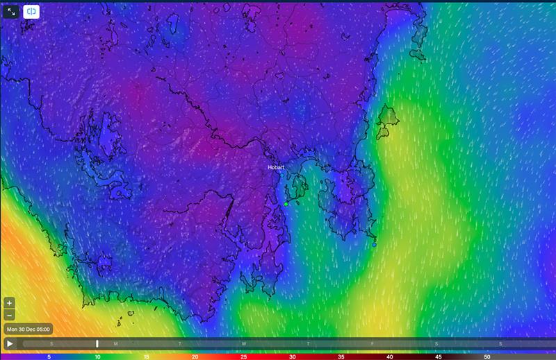 Monday 30 December 2024 0500hrs AEDT - photo © Predictwind.com